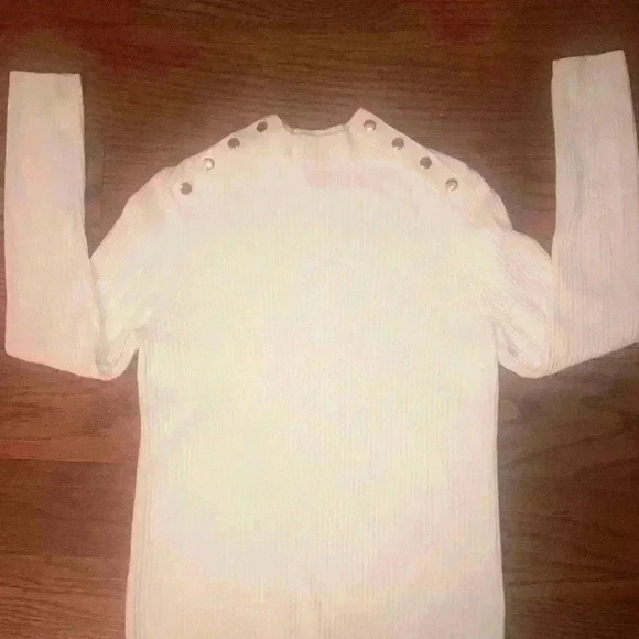 Talbot's Ribbed Mock Neck Gold Studs long sleeve pullover Size Medium PRISTINE! - Picture 5 of 8